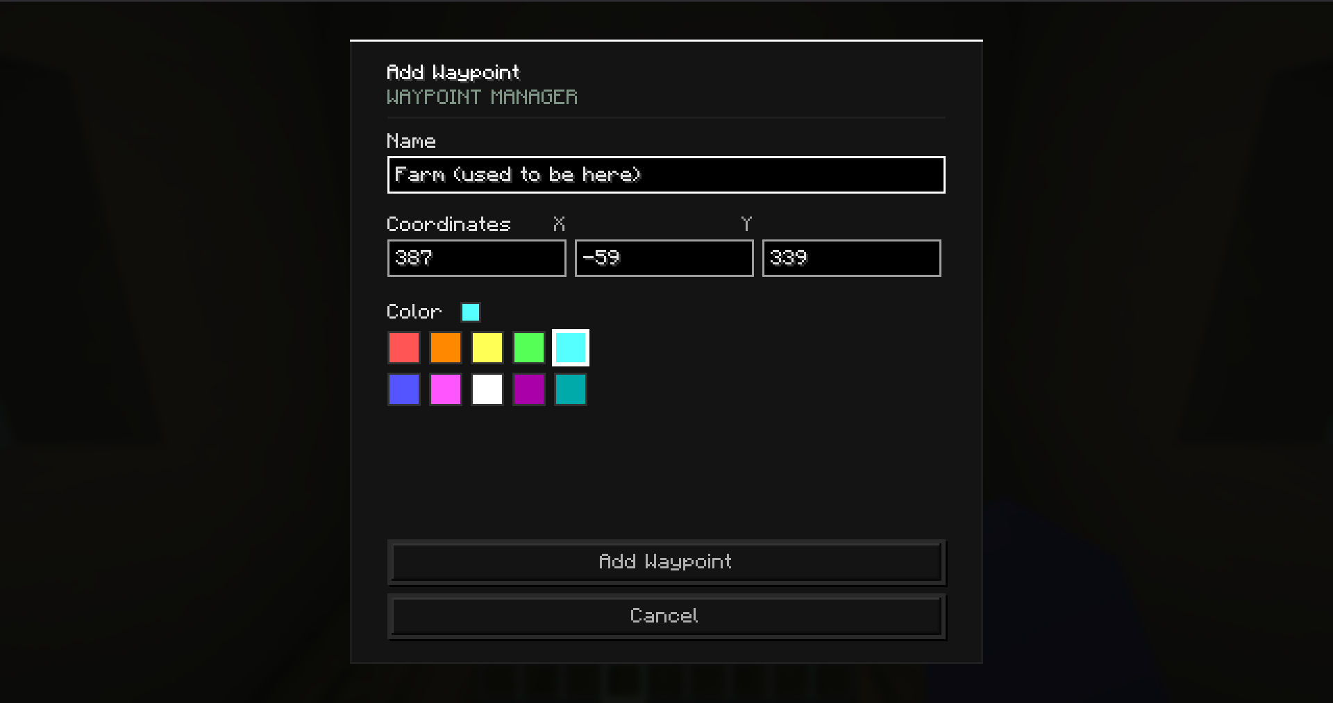 Pawn add waypoint screen