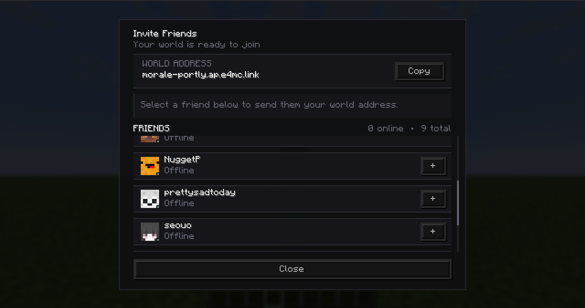 Pawn invite friends screen