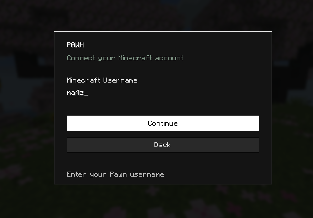 Pawn login screen