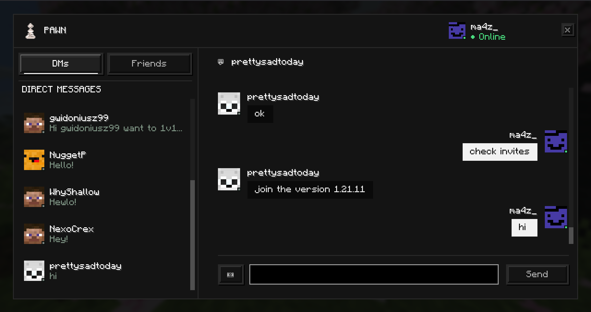 Pawn social chat